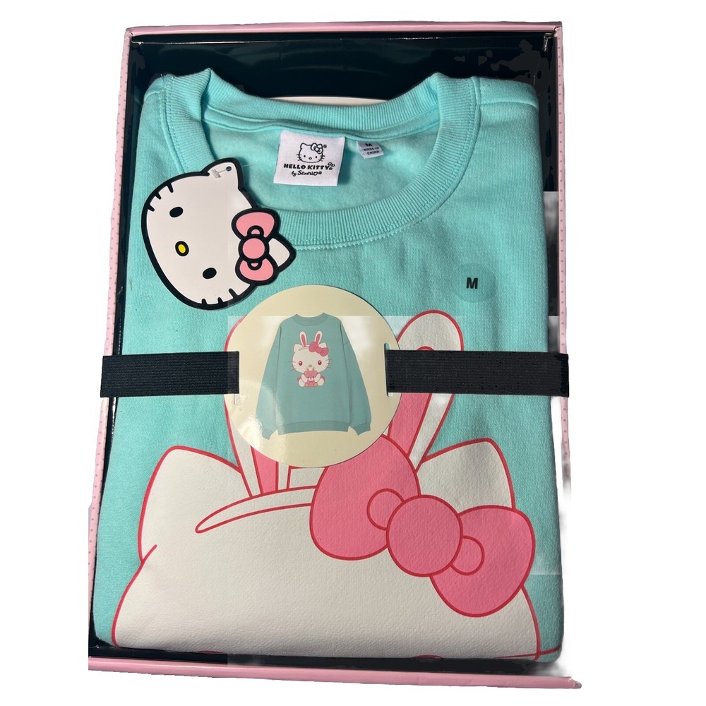 Hello‎ Kitty  Womens Medium Lite Green Sanrio Pullover Sweatshirt In Gift Box